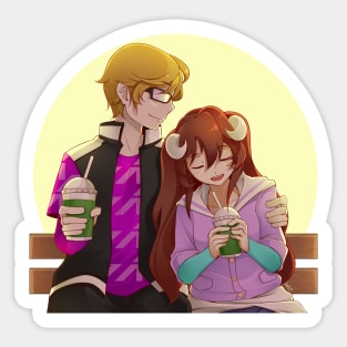 Couple Anime Bench Sweet Cute Sticker